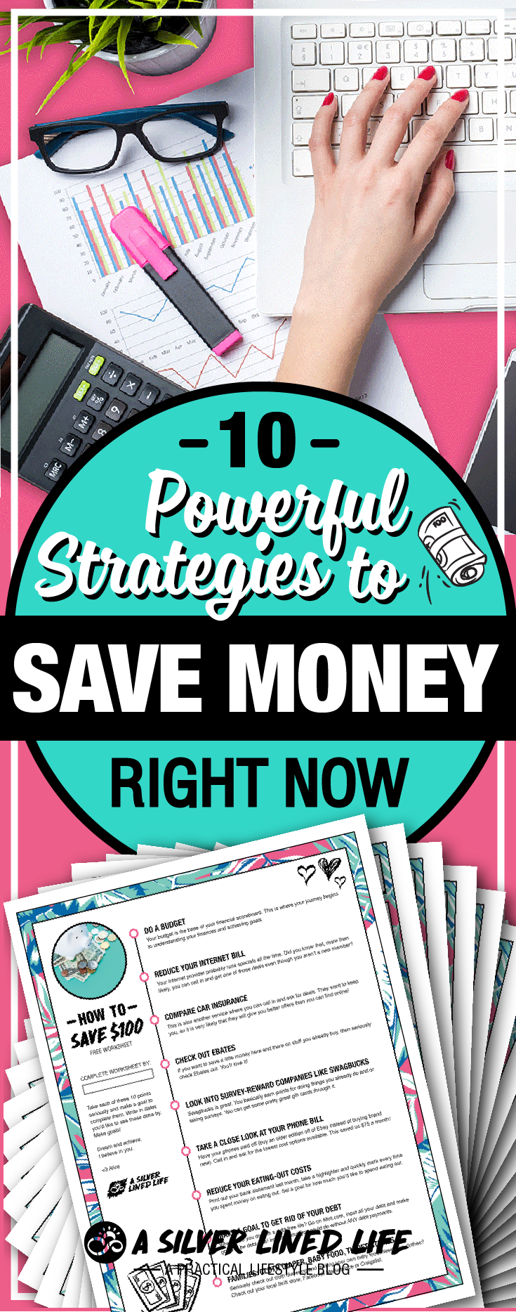 10 Powerful Strategies to Save Money Right Now - Tips and ideas for frugal living you can use to save on groceries, save up for a house, save money in your 20s (the best time!), save money in college and get on a budget. This ten fast hacks will help you accomplish your monthly, biweekly and yearly goals. Save a ton of money on bills and move forward out of debt!!! #SLL