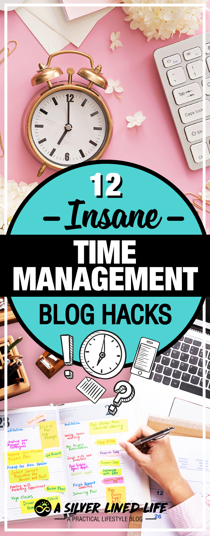 12 Insane Time Management Hacks For Bloggers - Mind blowing tips that work! For moms busy blogging at home, here is the perfect planner and schedule for you!! These 12 strategies include tools, techniques, a template and a worksheet that will help you succeed. This will be your #1 blog planner! Blogging for beginners or for money. Here are ideas to help you plan topics, tips to help with posts and inspiration to move you forward. #SLL
