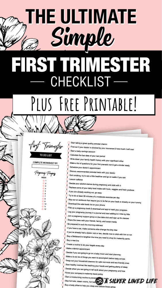 You’re pregnant! Learn the first trimester dos and donts, pregnancy symptoms, workout tips, morning sickness remedies, a FREE downloadable food chart, AND printable to do list. With this ULTIMATE checklist, you will be super prepared before baby. #SLL